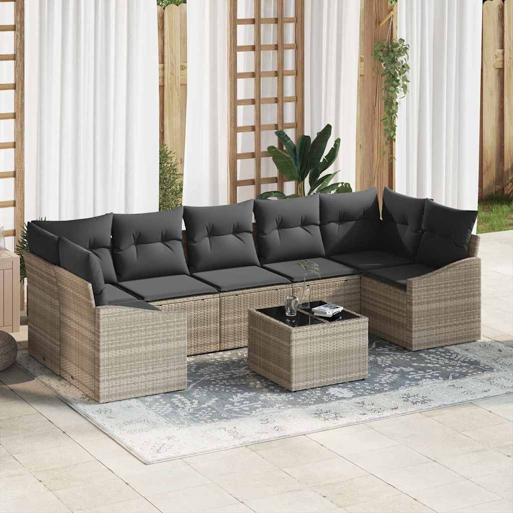 Garten-Sofa-Set 8 pcs Hellgrau und Dunkelgrau 55 x 55 x 37 cm